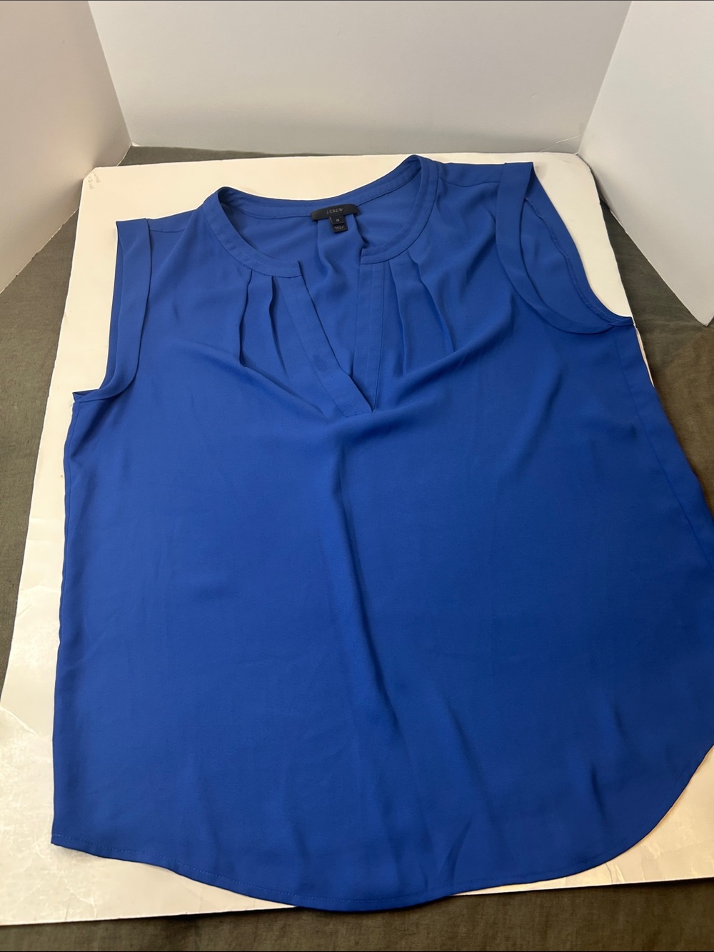 J. Crew Sleeveless Pleated V-Neck blouse  - Blue